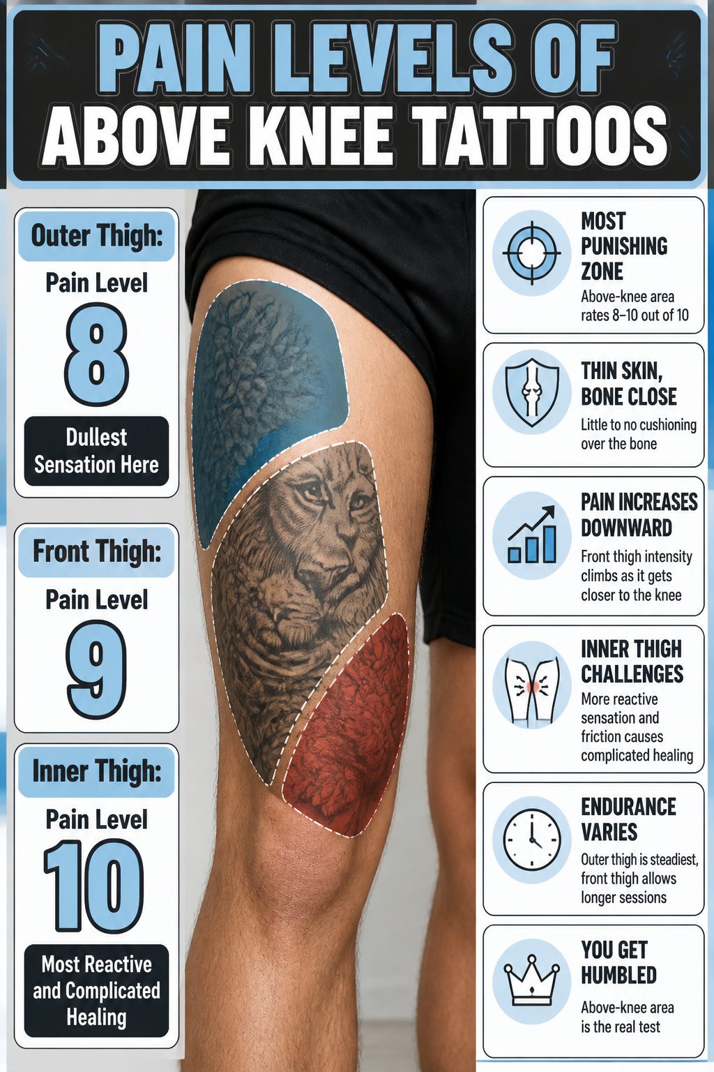 9 Above Knee Tattoo Styles for 2026: From Butterflies to Tribal 10 Pain level chart for above knee tattoos.