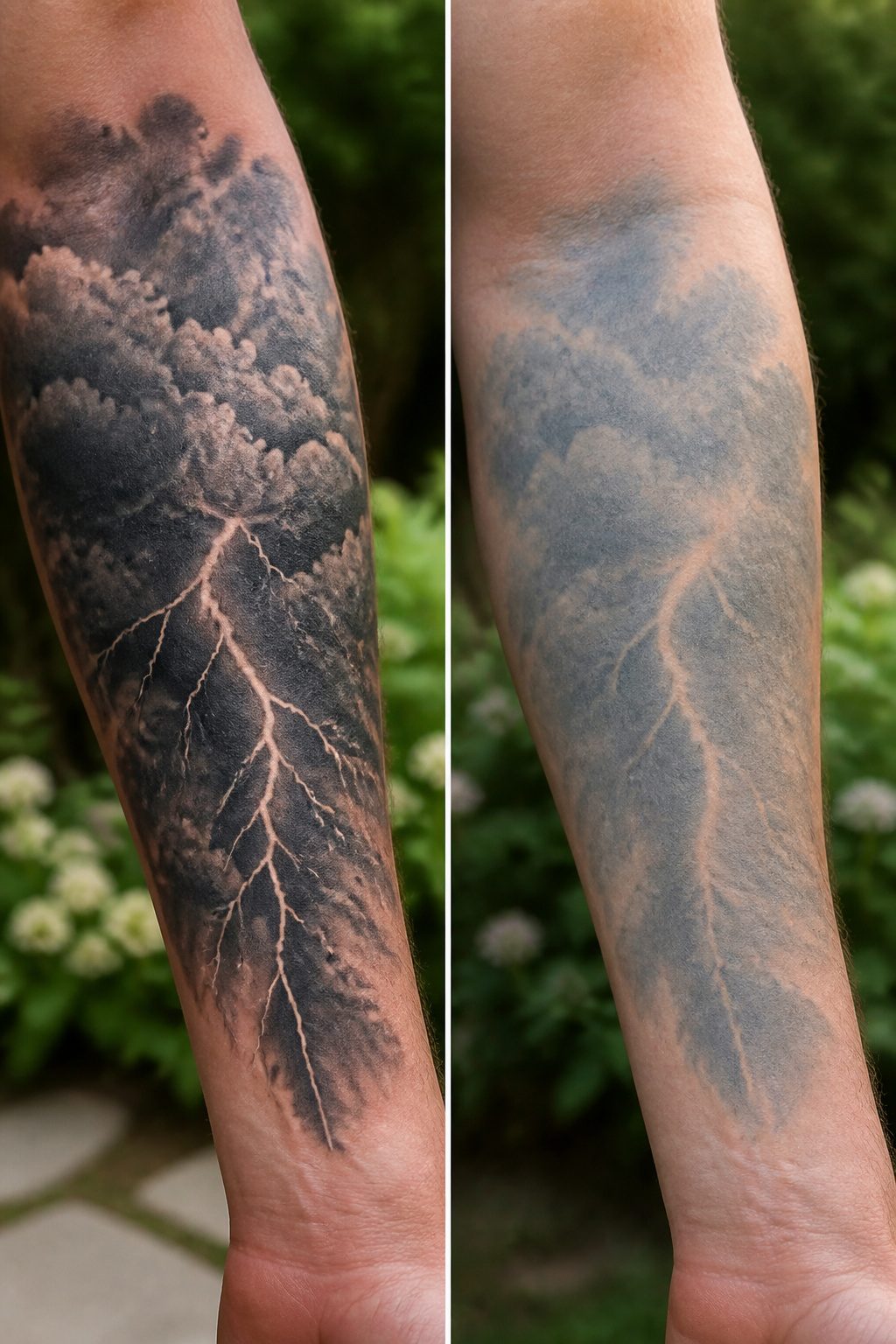 40 Cloud Tattoo Ideas for 2026: Japanese, Storm, Sleeve & More 6 Tattoo featuring dark clouds and bright lightning bolts.