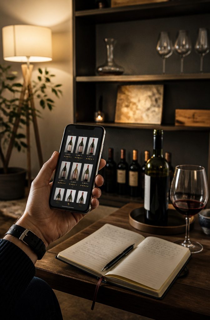 Get in Touch Wine Channels: 5 Methods to Connect 3 A hand holding a smartphone showing a wine app interface.