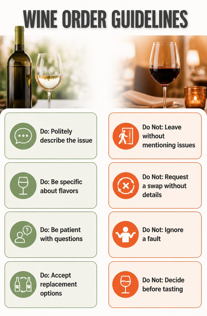 Get in Touch Wine Channels: 5 Methods to Connect 8 Guidelines for handling wine order issues displayed on a paper.