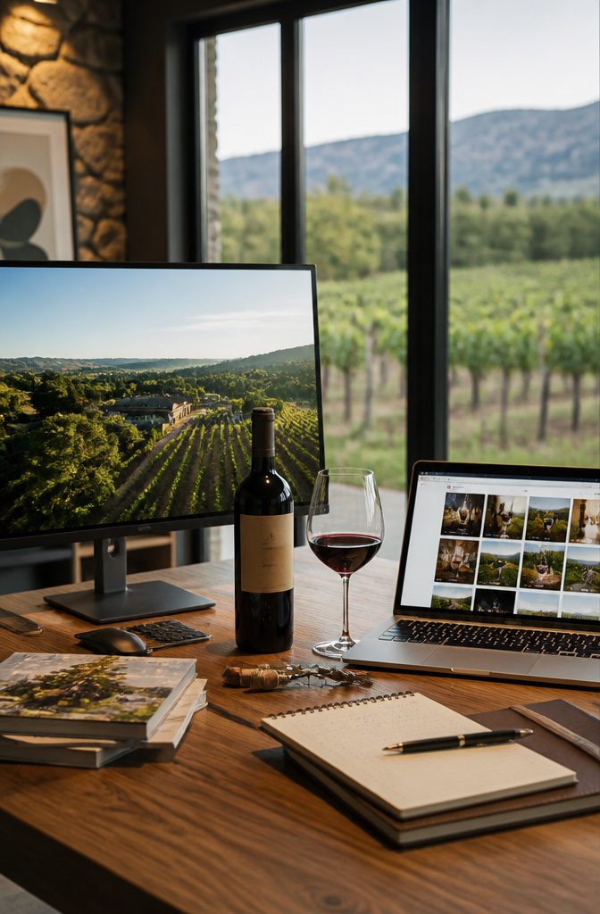 Get in Touch Wine Channels: 5 Methods to Connect 6 A computer screen showing a winery's website with booking options.