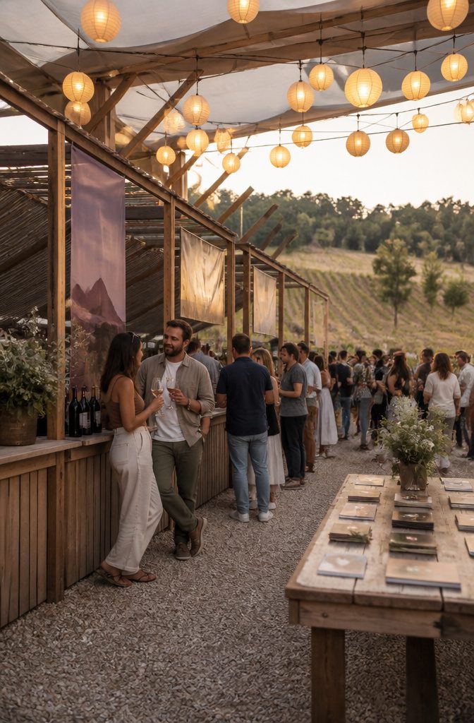 Get in Touch Wine Channels: 5 Methods to Connect 4 A wine festival booth with a winemaker pouring wine for guests.