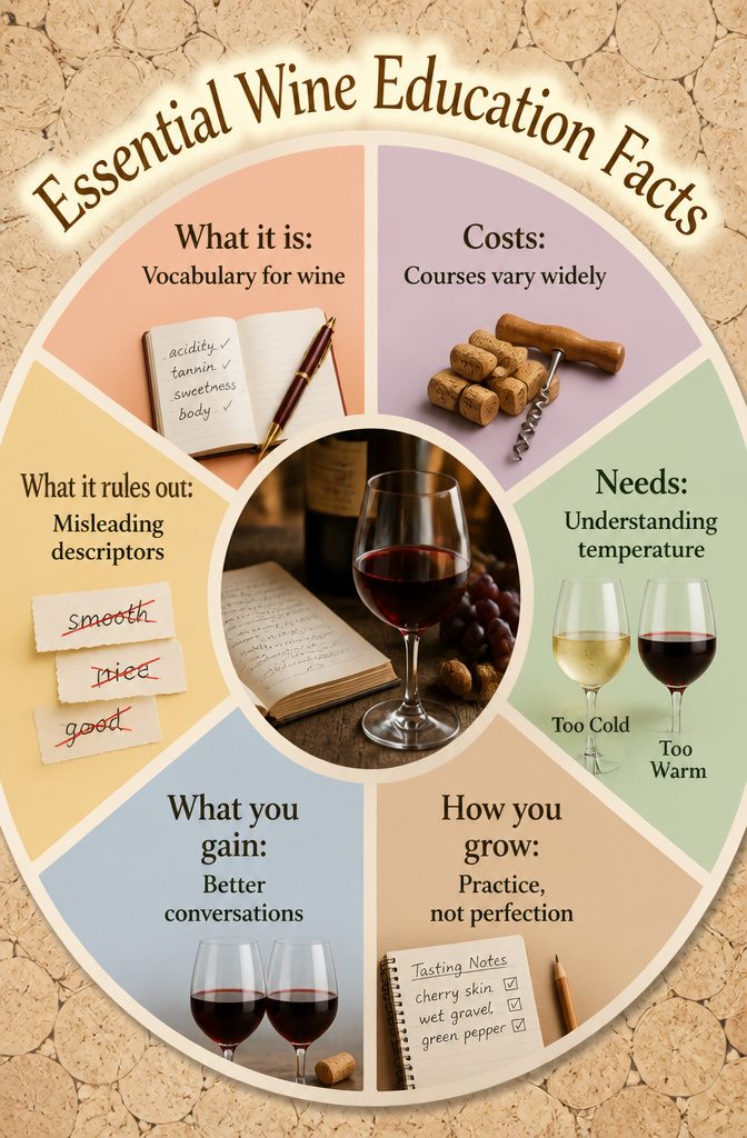 Get in Touch Wine Channels: 5 Methods to Connect 9 A visual showing essential facts about wine education.