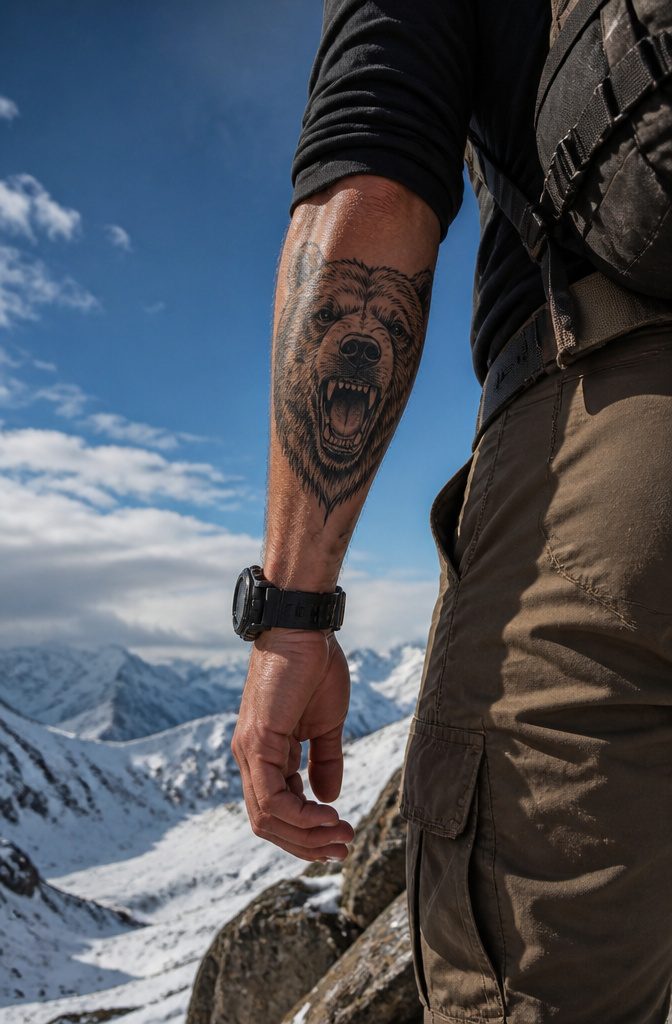 16 Polar Bear Tattoo Ideas for Every Style 8 Angry polar bear tattoo on a forearm.