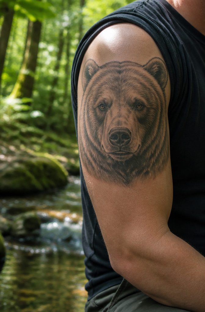 16 Polar Bear Tattoo Ideas for Every Style 7 Polar bear face tattoo showcasing intricate details.