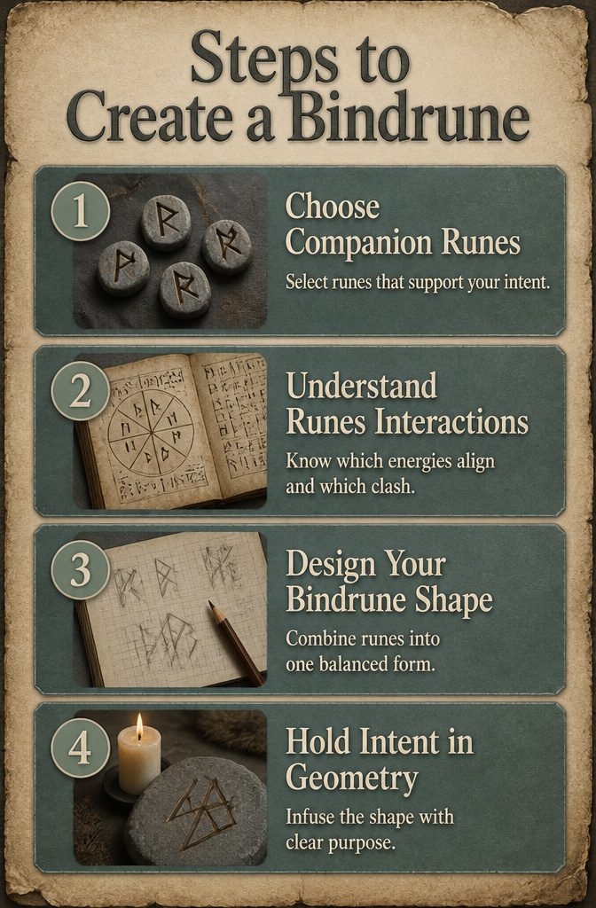 An information image titled 'Steps to Create a Bindrune'.