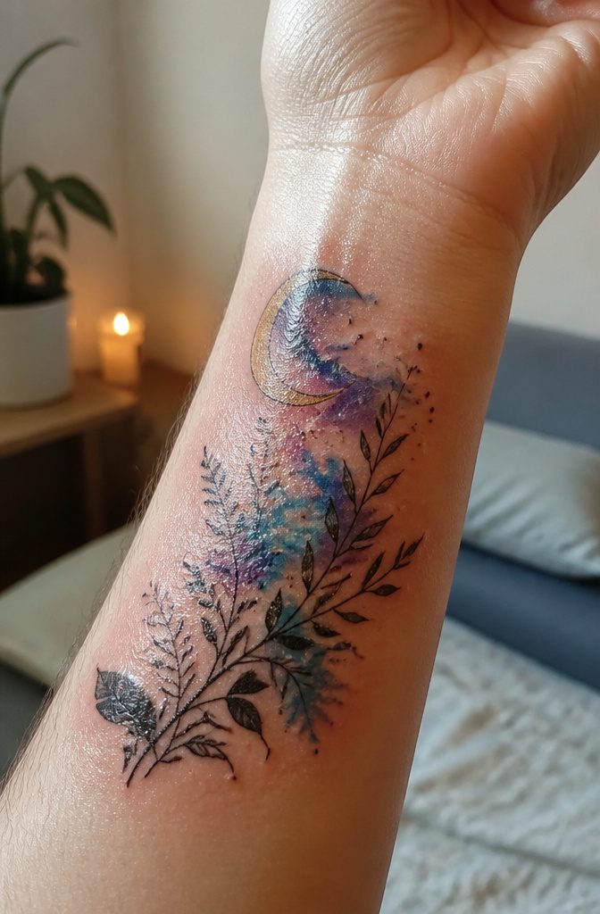 Why Is My Tattoo Peeling? 5 Stages of Normal Healing 3 Focused shot of a newly inked tattoo on a swollen inner wrist.